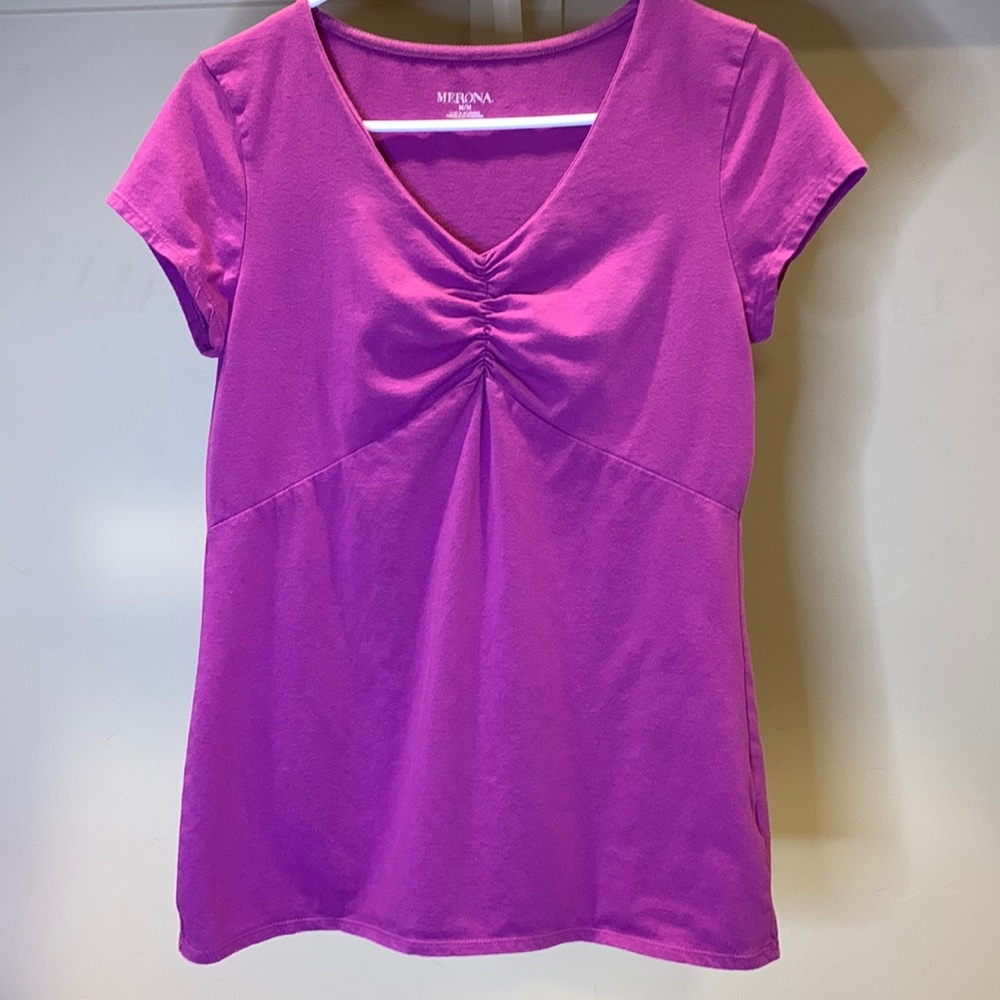 Merona Purple Top with Ruched Detailing on Front